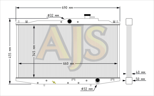 Радиатор алюминиевый Honda Accord 98-02 CF4 40мм AT AJS фото 4