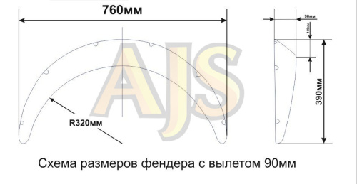 Расширители колесных арок универсальные 90мм, шагрень фото 5