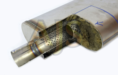 Бочка выхлопная Magnaflow style выхода X76мм*4 длина 455мм фото 2