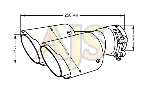 насадка на глушитель Akrapovic style двойная с карбоном 63мм, 187мм. фото 3