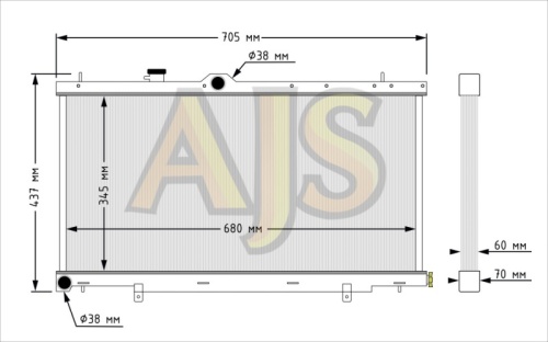 Радиатор алюминиевый Subaru Impreza GDB 60мм 3 слоя MT AJS