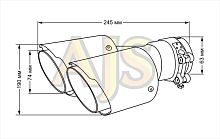 Насадка на глушитель Akrapovic style с карбоном двойная пара 63мм, 190мм.