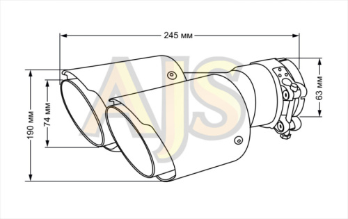 Насадка на глушитель Akrapovic style с карбоном двойная пара 63мм, 190мм.