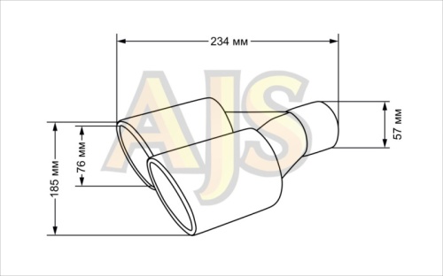 Насадка на глушитель AJS #1 двойная пара обожженная 60x89x240