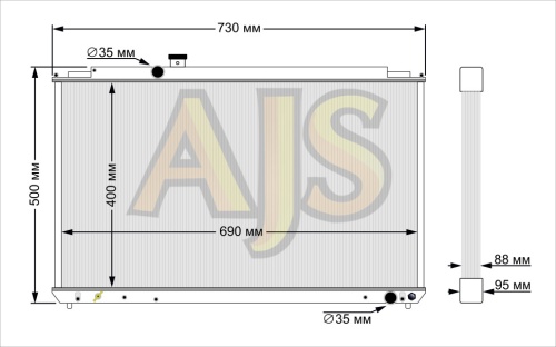 радиатор алюминиевый Toyota Mark JZX100 88мм AT AJS фото 4