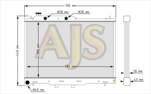 Радиатор алюминиевый Subaru Outback 3.0L V6 03-09 26мм AT AJS фото 13