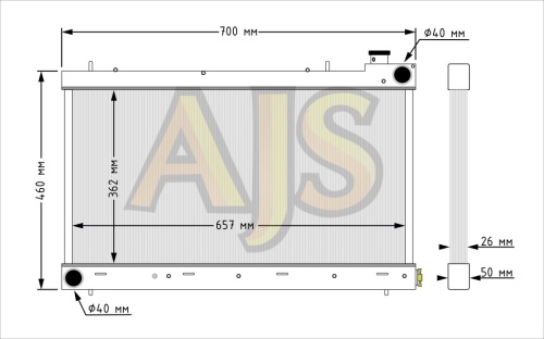 Радиатор алюминиевый Subaru Forester SG5 turbo 26мм AT 2004г. с горловиной AJS фото 16