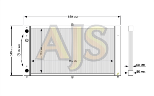 Радиатор алюминиевый ВАЗ 2112 60мм 3 слоя МТ AJS фото 4